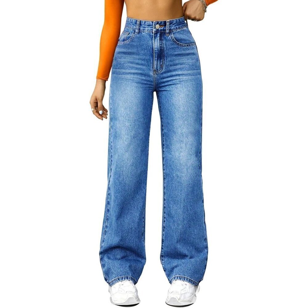 Women’s High Waisted Wide Leg Jeans Cotton Spandex Casual Boyfriend